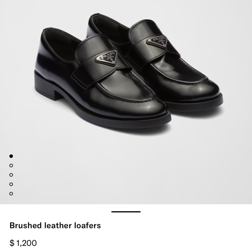 Prada Women’s Brushed Black Leather Loafers - Never Worn - Size 37.5